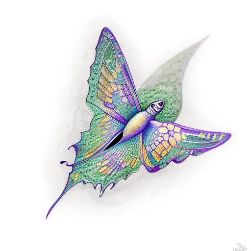 Turtle With Butterflys