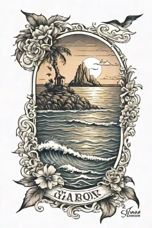 Ocean And Sunset Background With Name