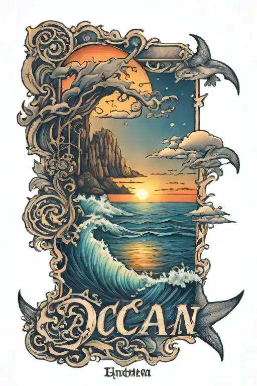 Ocean And Sunset Background With Name Written