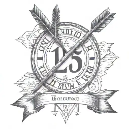 Arrow With Roman Numerals For 1955 And 2023