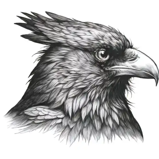 Crow Head From The Side Big Blue Eye