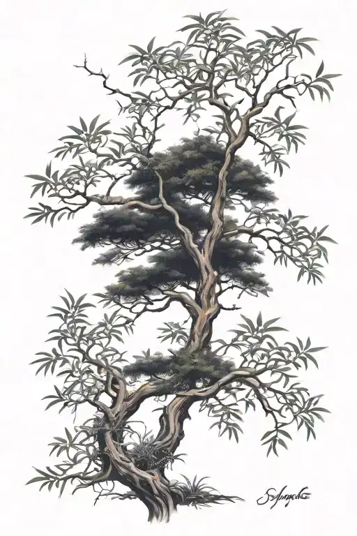 Djungle Tree And Bush Branch Long