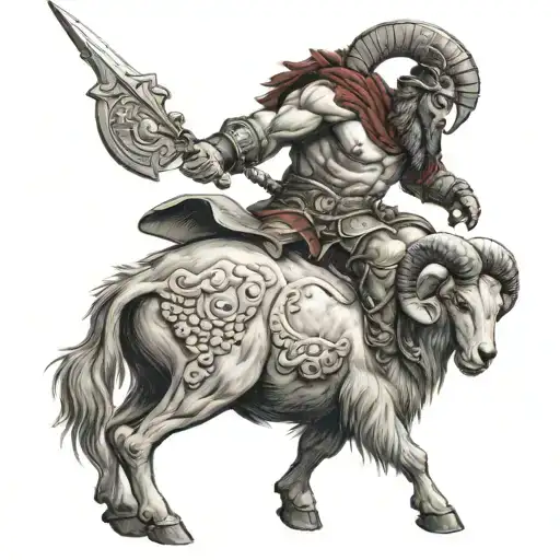 Ares God Of War Riding A Ram Animal