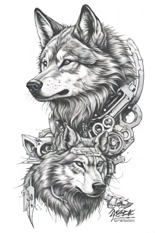 Diesel Mechanic Wolf Character