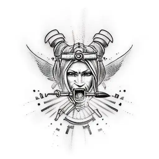 A Tattoo Design Featuring A Warrior Nurse Symbolizing Courage And Strength