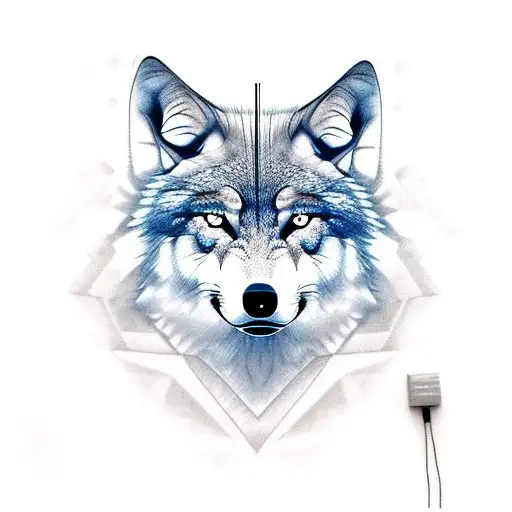 Hyper Realistic Wolf Face Coming Out Of Relaistic Clouds