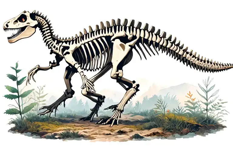 Dinosaur Skeleton With Nordic Paterns