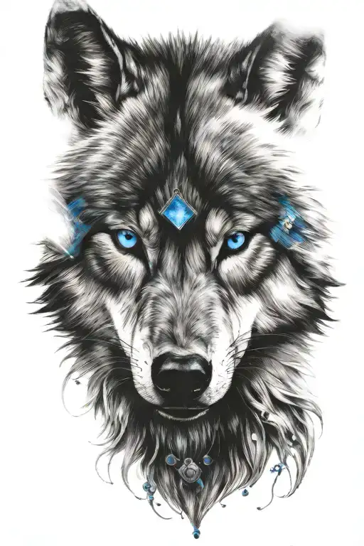 Wolf With Piercing Blue Eyes