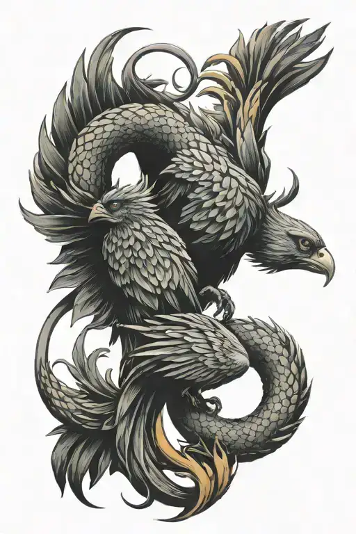 Ouroboros And Phoenix Bird