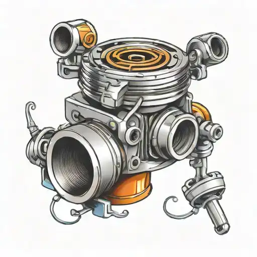 Car Piston With Piston Rings And Turbo Cartoon Character