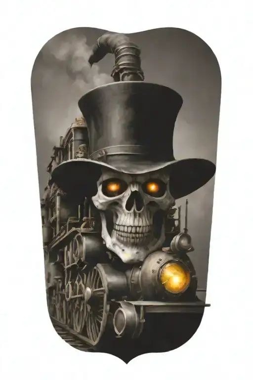 Griim Reaper Riding A Steampunk Train