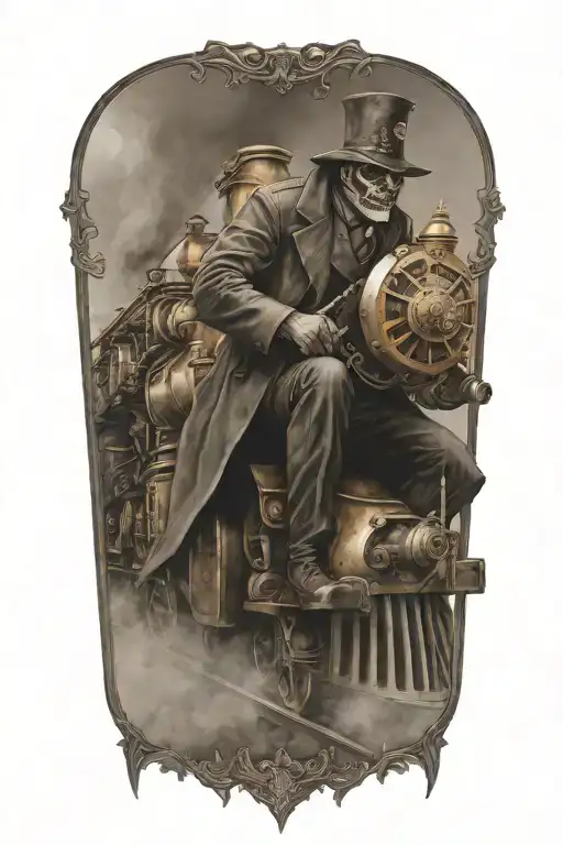 Griim Reaper Riding A Steampunk Train