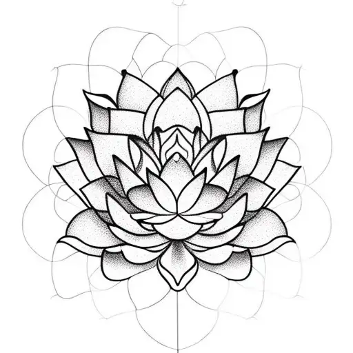 Lotus Flower With Surrounding Geometric Lines