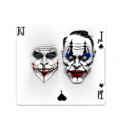 The Joker Face Tattoo With Cards For Calf