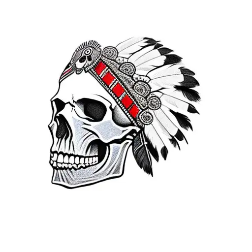 Skull With Indian Head Dress