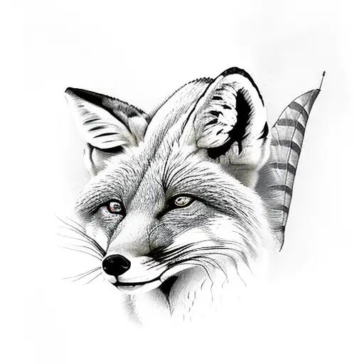 Red Fox With Lioness And A Swallow Flying Over