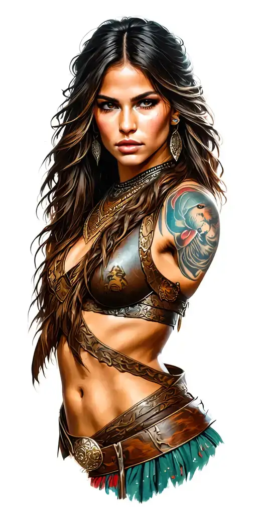 Western Female Warrior Nature Animals Strong