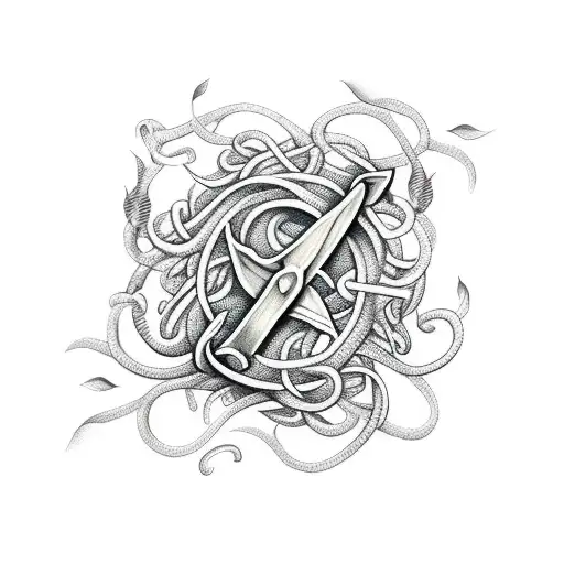 Sword With Vines Covering It