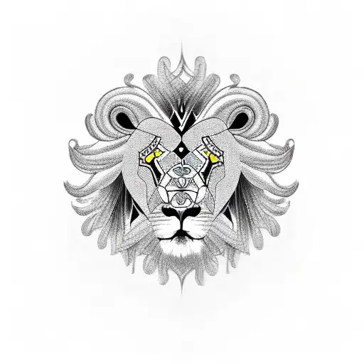 A Lion And Ram Intertwined In A Yin-yang Symbol