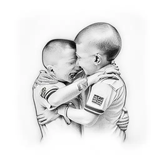 Two Little Brothers Hugging Each Other