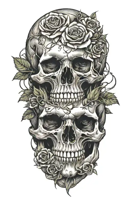 Skull And Roses Intertwined