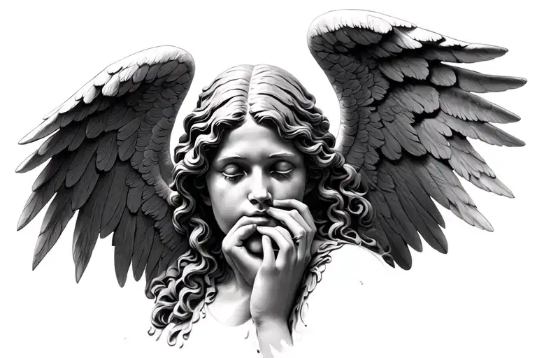 Angel With Hands On The Mouth