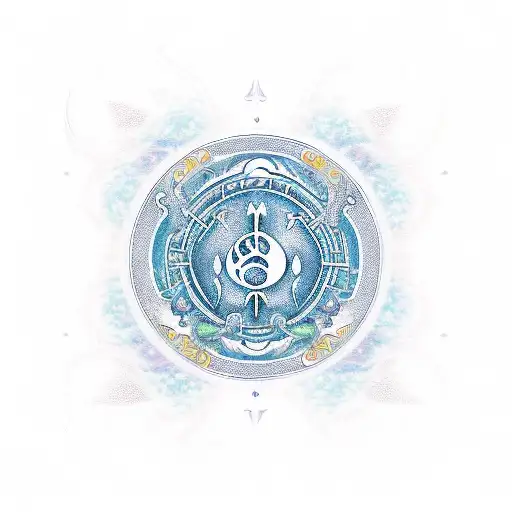 Aquarius Symbol Surrounded By Swirling Patterns Of Music Notes And Skulls