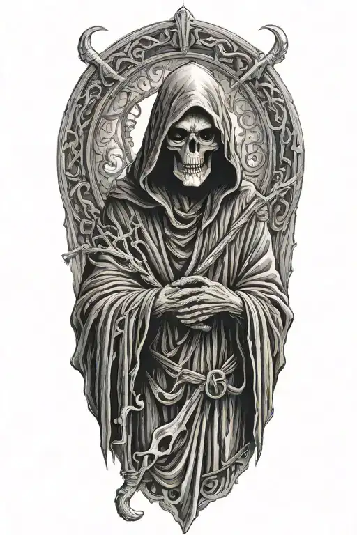 Hooded Grim Reaper Full Body