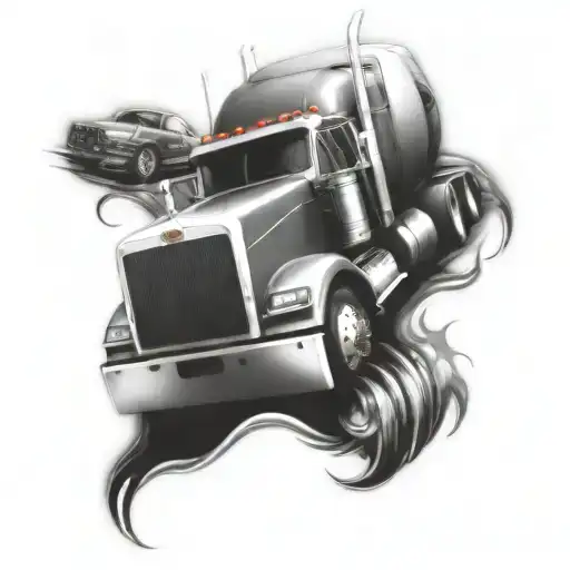 A Semi Truck Morphing Into A Sleek Drag Racing Car