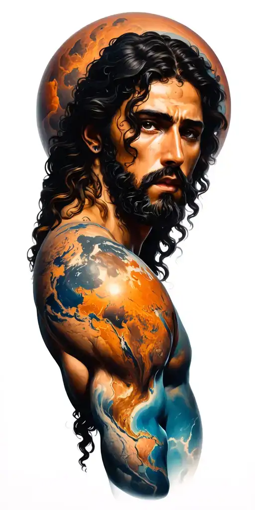 Mars God Figure Surrounded