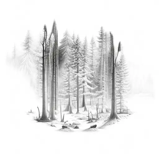 Dense Forest Scene Black