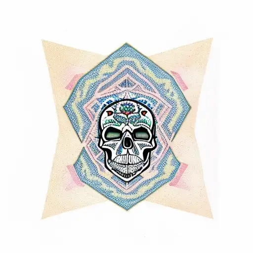 Skulls Arranged In A Geometric Pattern With Floral Accents