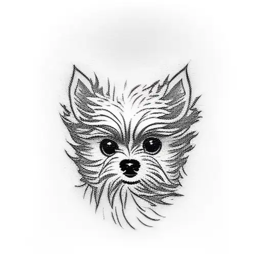 A Morkie Leading A Man In Silhouette Out Of The Dark Woods Behind Him