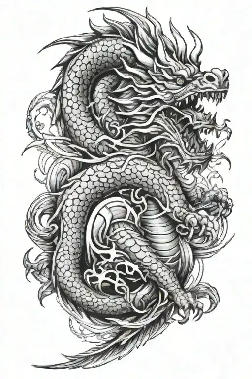 Samurai And Dragons Arm Sleeve Tattoo Design