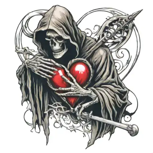 Grim Reaper Sewing Up Heart