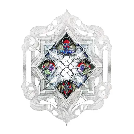 Gothic Stain Glass Window On The River Styx