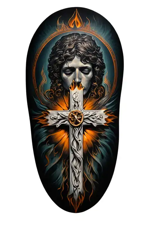 A Compas With Coridinates In A Realistic Style Tattoo Showcasing A Cross