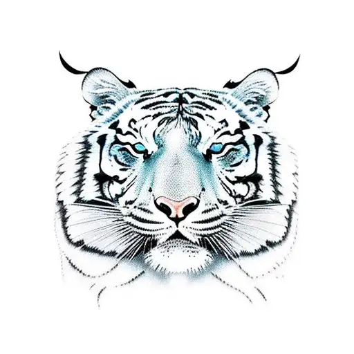 Tiger Face In Blatts