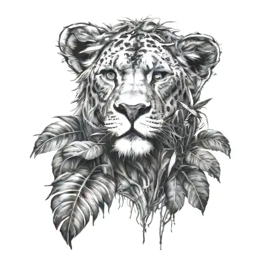 Leon With Jungle Bushes Trees Forest