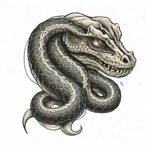 Human Anatomy With Snake Wrapped