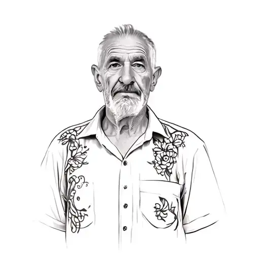 An Old Man In Front Of A Pink Background