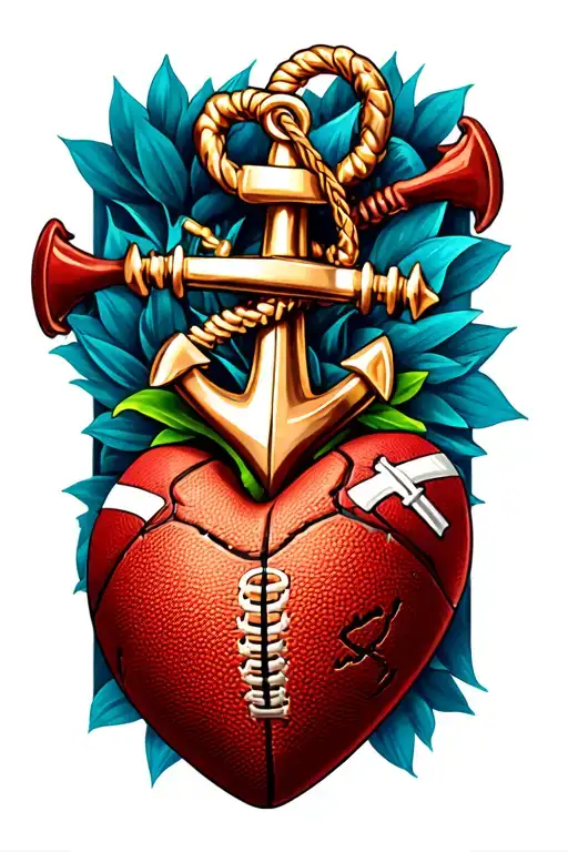 Anchor And Heart With Football 01