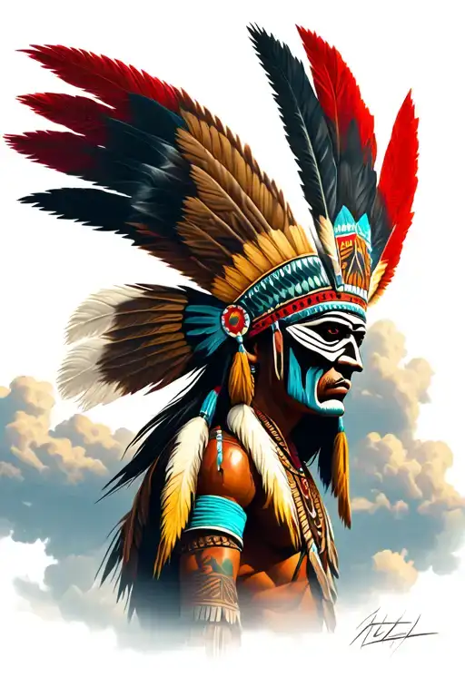 Native American Kachina Rising From Thunder Cloud