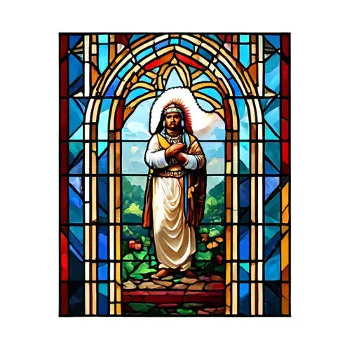 Stained Glass Window Cathedral Stained Glass With Indian Cheif