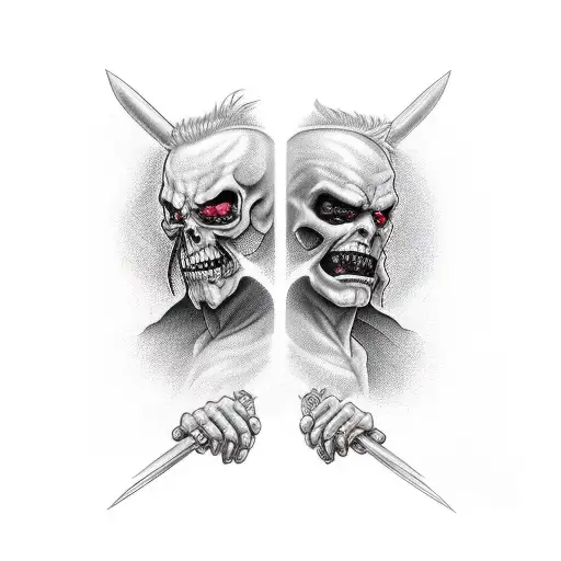 Good Vs Evil Sleeve With Cross Hair And Sons Name Call An