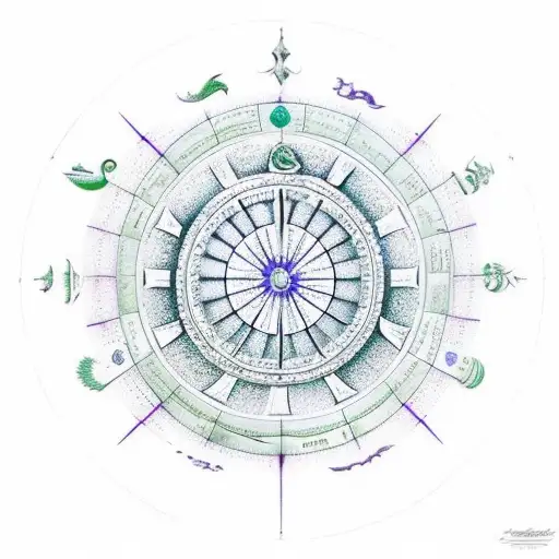 An Intricate Astrological Wheel With Elements Of Nature Intertwined
