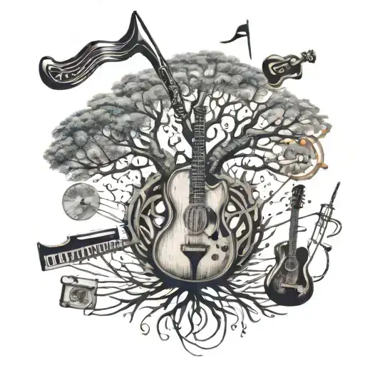 Tree Made Of Musical Instruments Forming The Shape