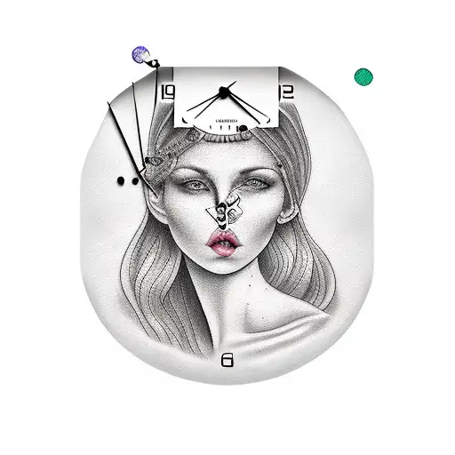 Women With Clock And Playcard