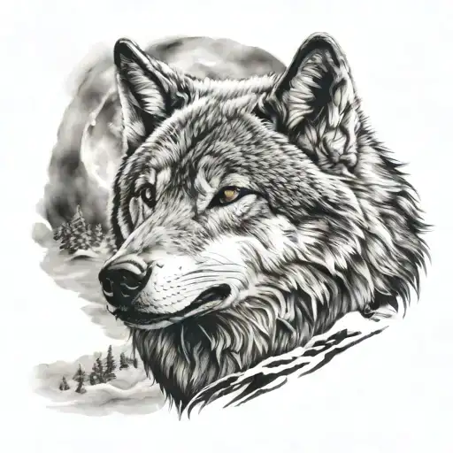 Howling Wolf In The Cold Tattoo