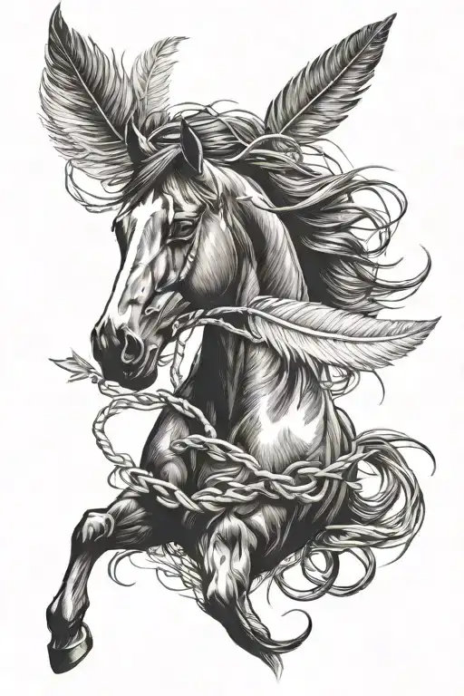Horse And Feather Intertwined